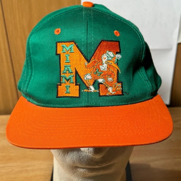 NCAA Other - Vintage University of Miami Hurricanes Florida Canes Snapback Hat Cap‎